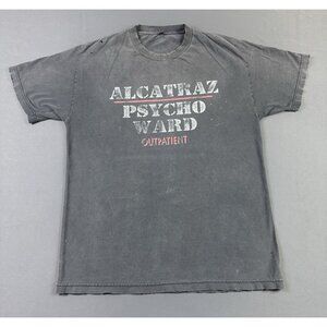 Rare Vintage Y2K Alcatraz Psycho Ward Outpatient Sun Fade Black Shirt Funny Art